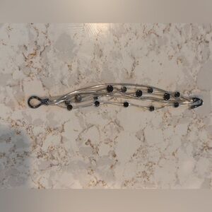 Elegant Silver and Black Beads Bracelet